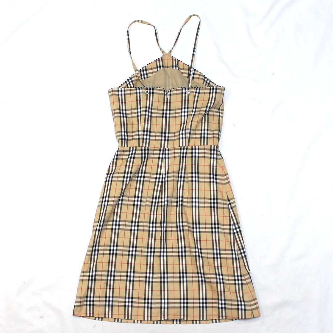 美品 バーバリー キャミソール ワンピース ミニ丈ノバチェック ベージュ 38