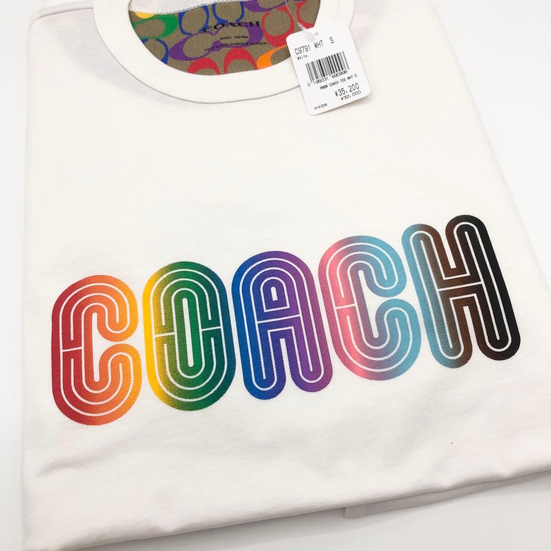 【COACH☆新品】レインボー シグネチャー Tシャツ！ホワイト！Sサイズ！希少