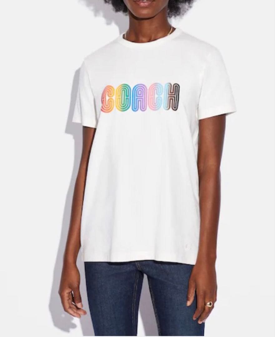 【COACH☆新品】レインボー シグネチャー Tシャツ！ホワイト！Sサイズ！希少