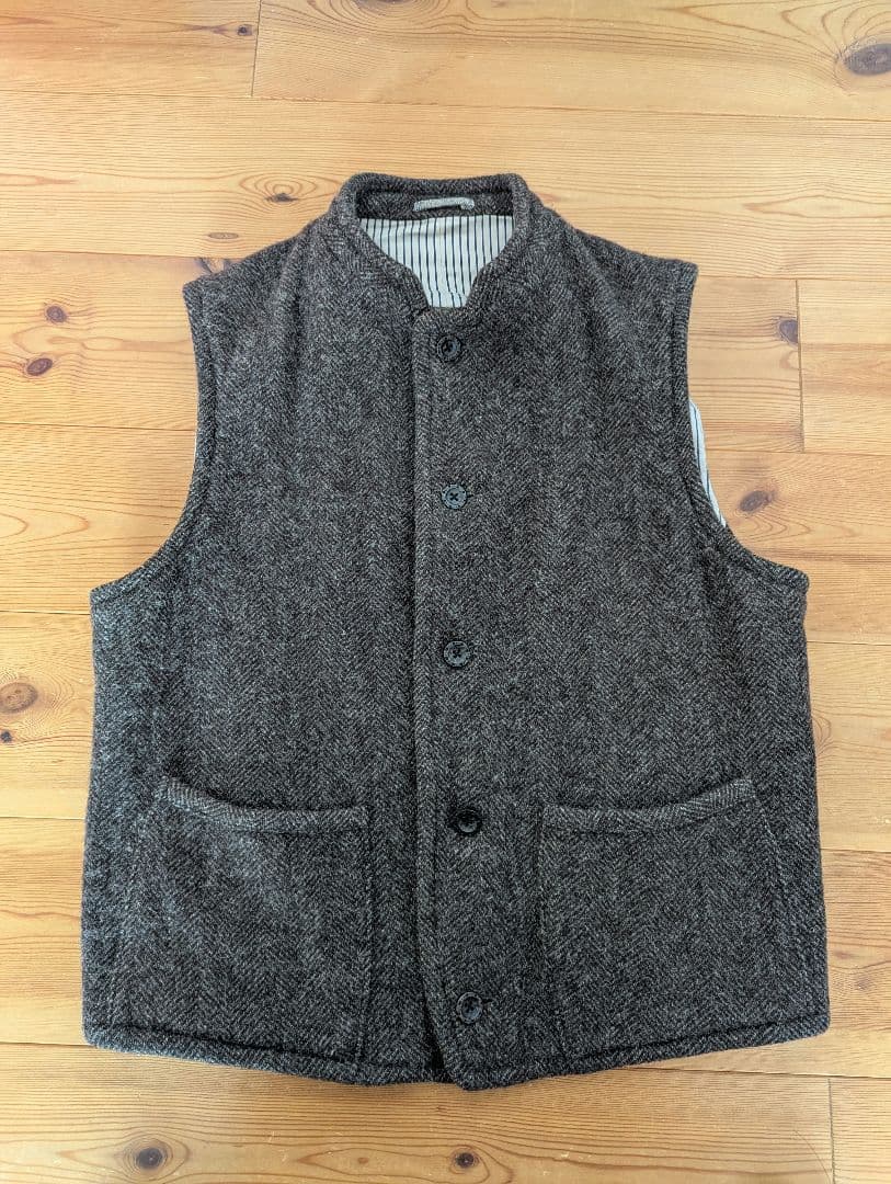 45R ツィードウール スタンドネックベスト 大きめサイズ ユニセックス
