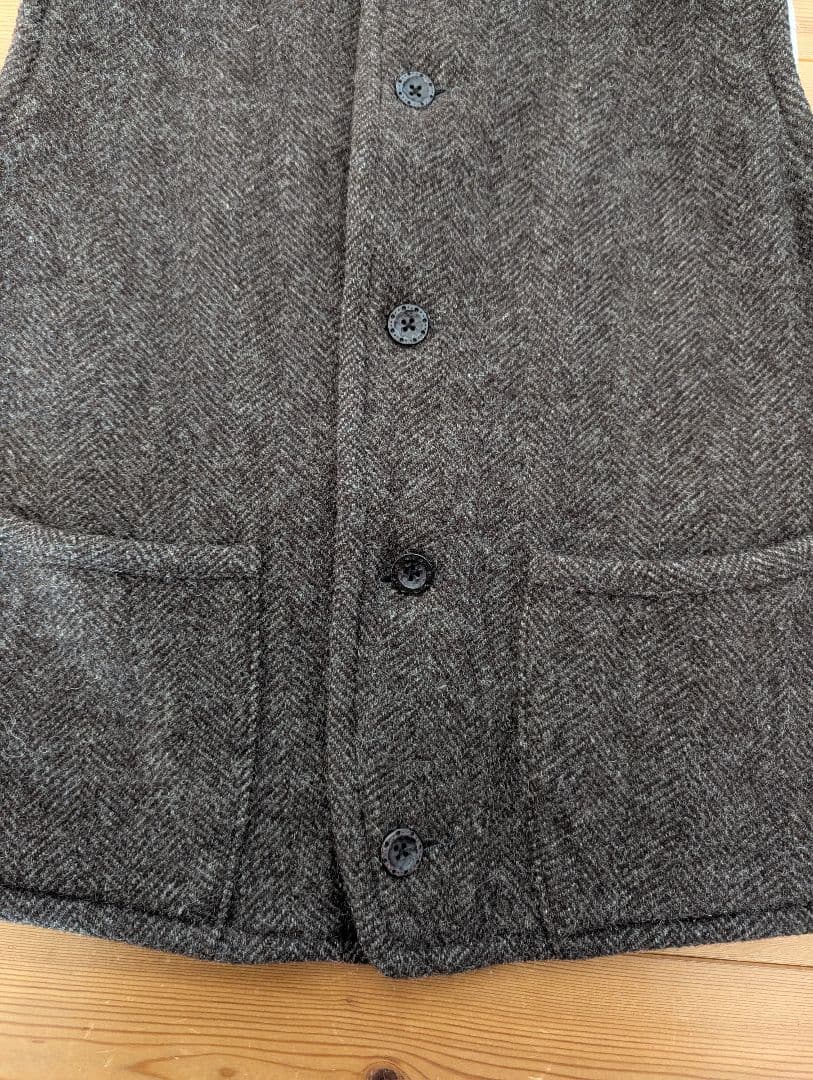 45R ツィードウール スタンドネックベスト 大きめサイズ ユニセックス