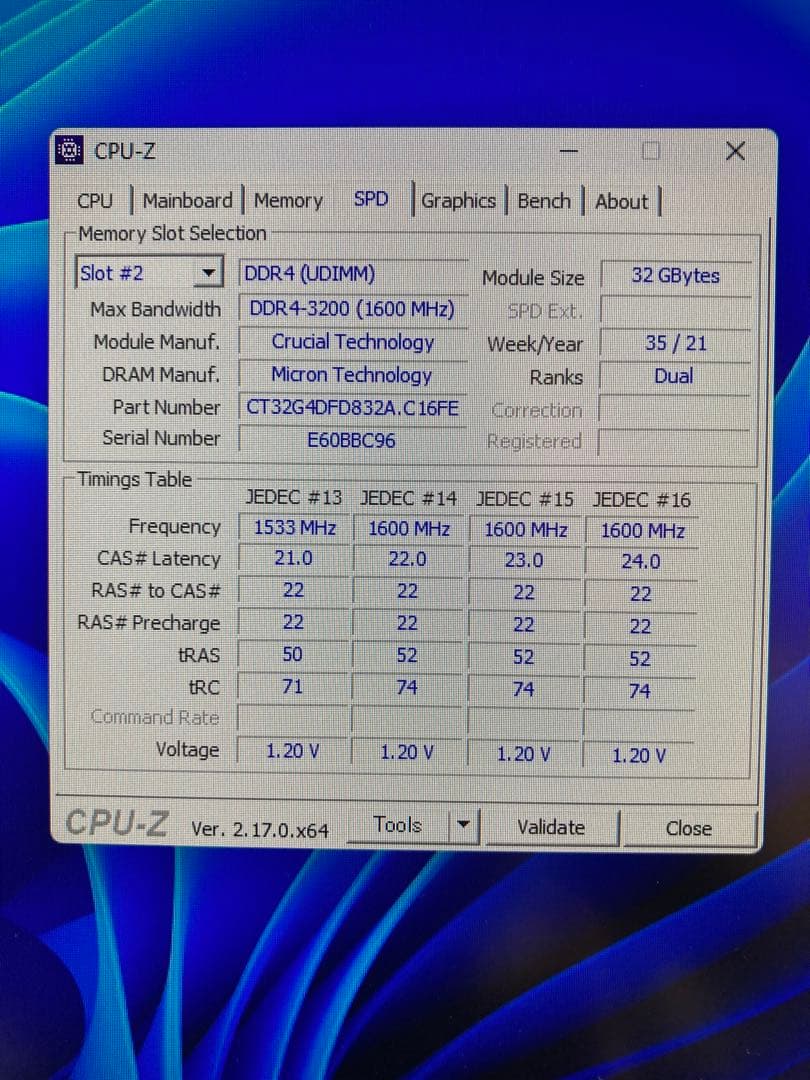 crucial 64GB DDR4-3200 PCメモリ