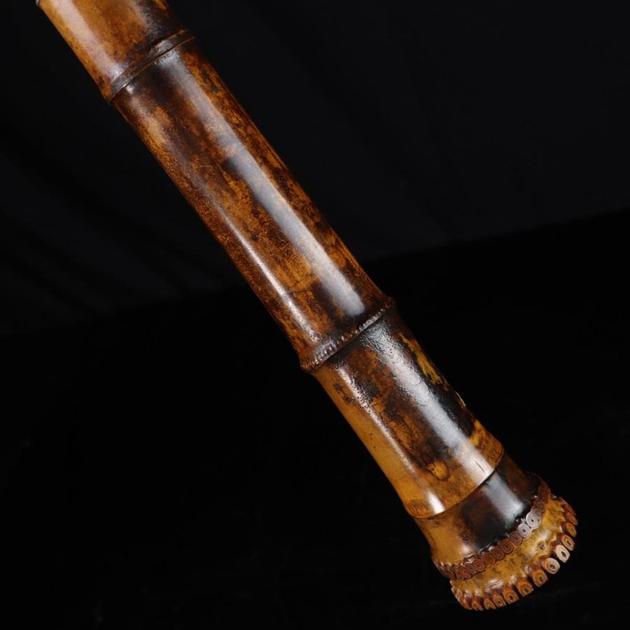 Y3273-5 琴古流 尺八 隆風銘 銀三線 螺鈿細工 全長61.5㎝ 竹製