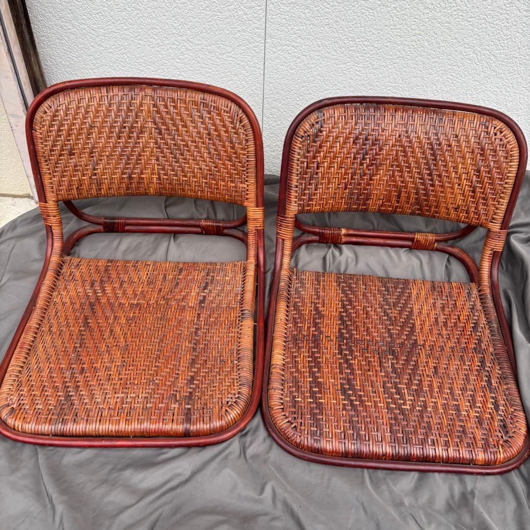 By90　KOIZUMI　座椅子　ラタン　4脚セット　椅子　チェア　和室　古道具