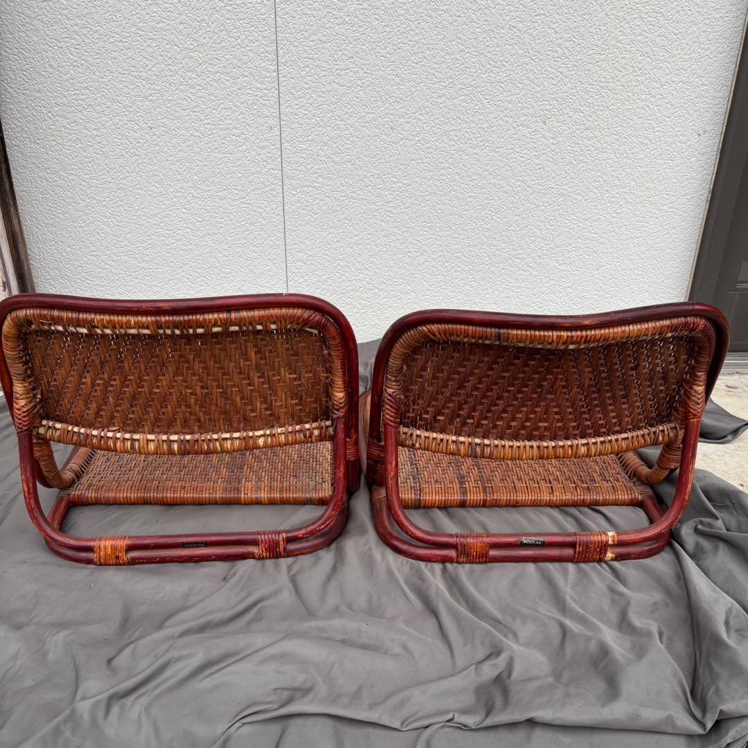 By90　KOIZUMI　座椅子　ラタン　4脚セット　椅子　チェア　和室　古道具