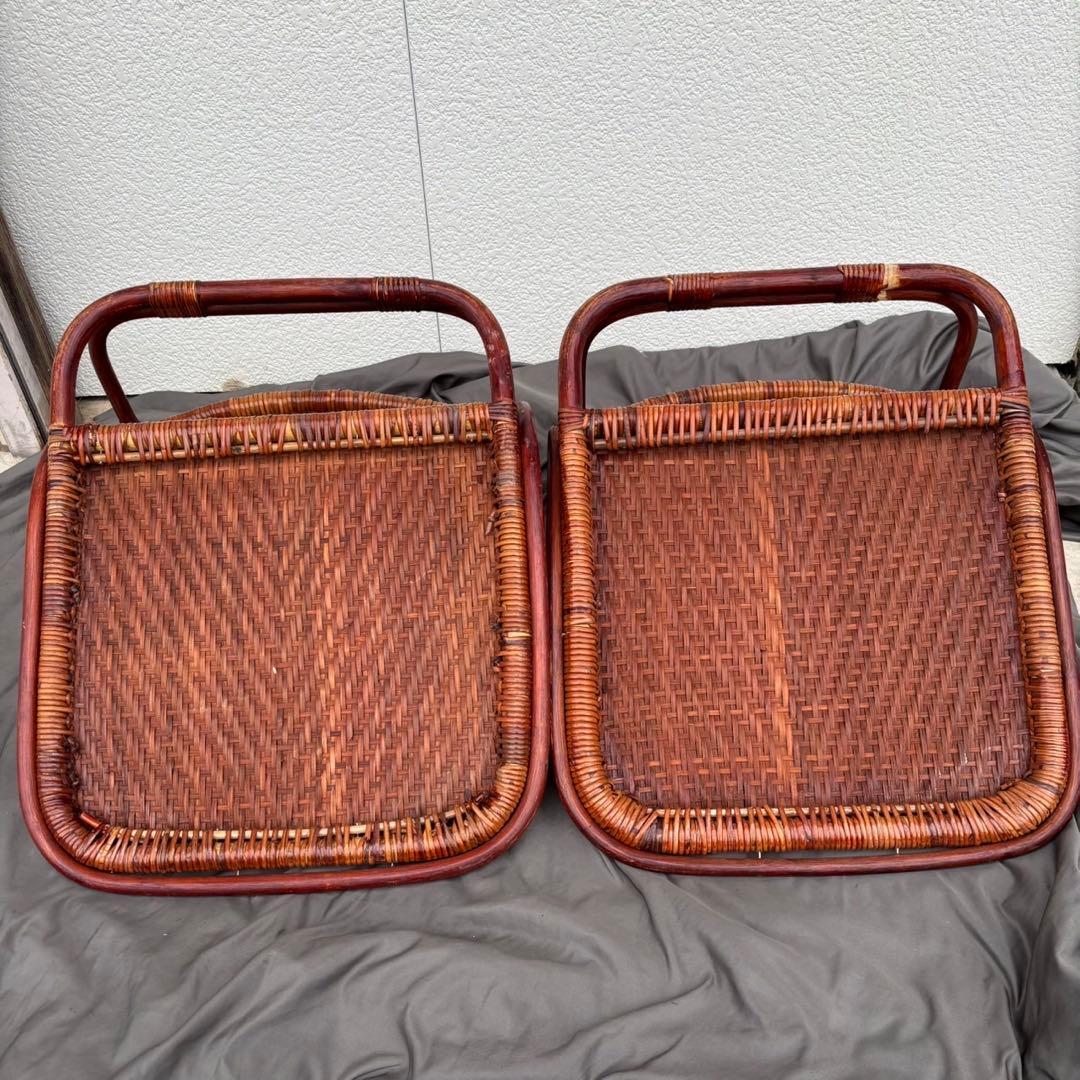 By90　KOIZUMI　座椅子　ラタン　4脚セット　椅子　チェア　和室　古道具