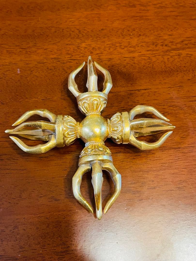 即日発送 チベット密教新品 カツマ 羯磨 十字 金剛杵 ダブルドルジェ 210g