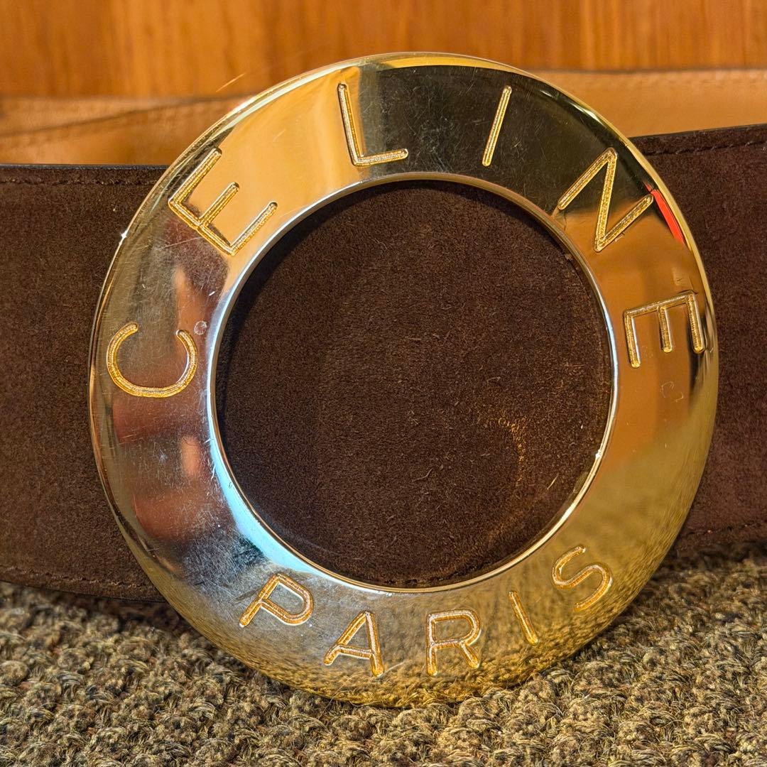 d*7様 CELINE セリーヌ ブラウン スエード ベルト バックル ヴィンテ