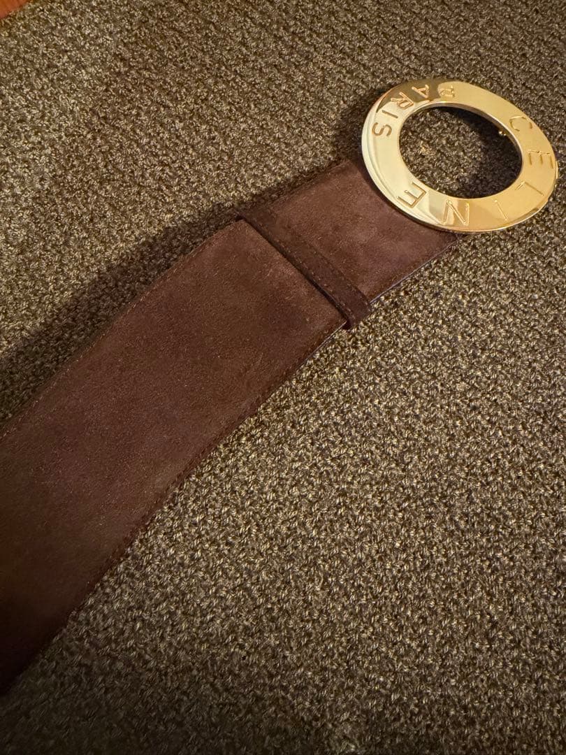 d*7様 CELINE セリーヌ ブラウン スエード ベルト バックル ヴィンテ