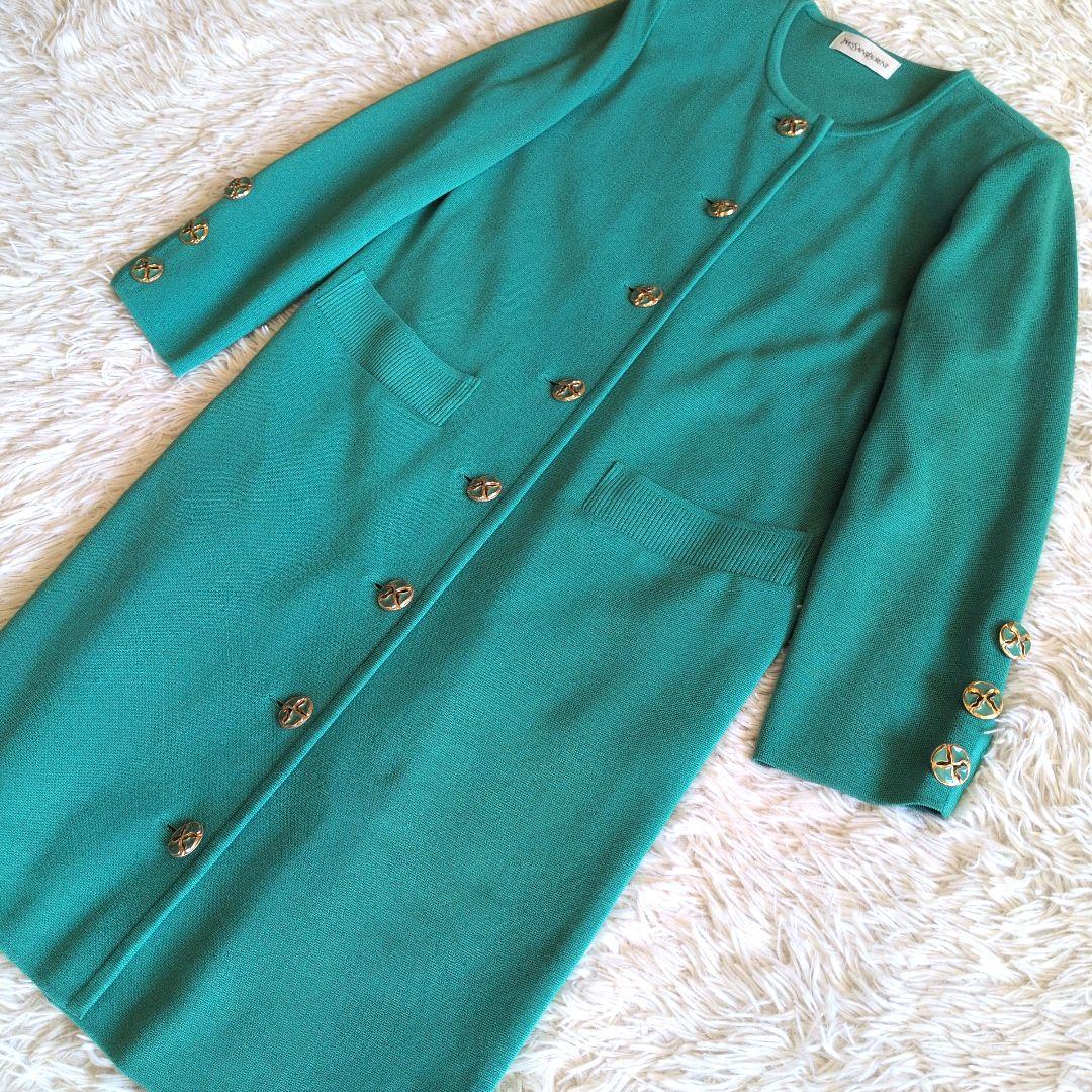 【美品】イヴサンローラン　YSL　ミドル丈カーディガン　金ボタン　ヴィンテージ