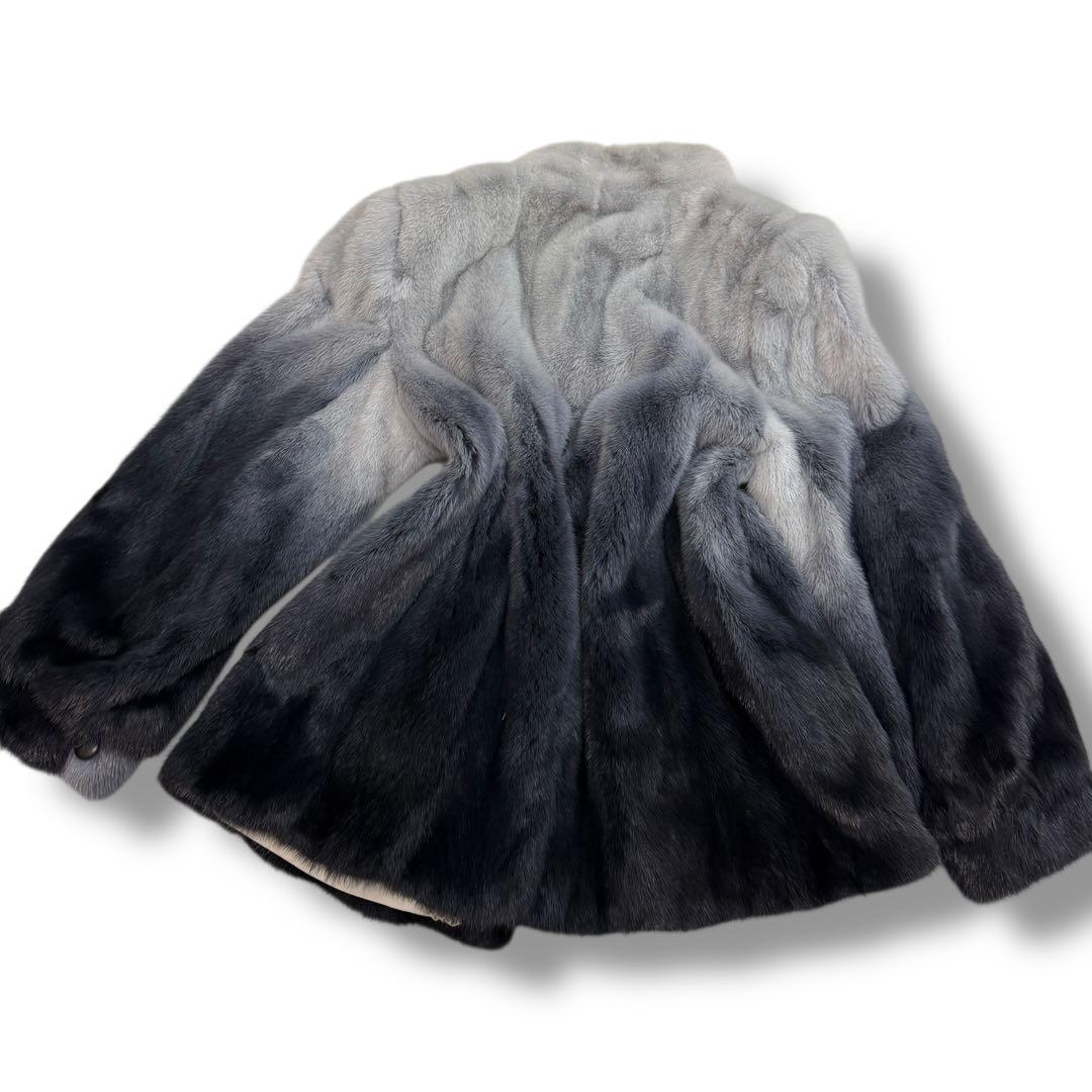 希少色 美品 サガミンク 1825 グラデーション 毛皮 リアルファーコート