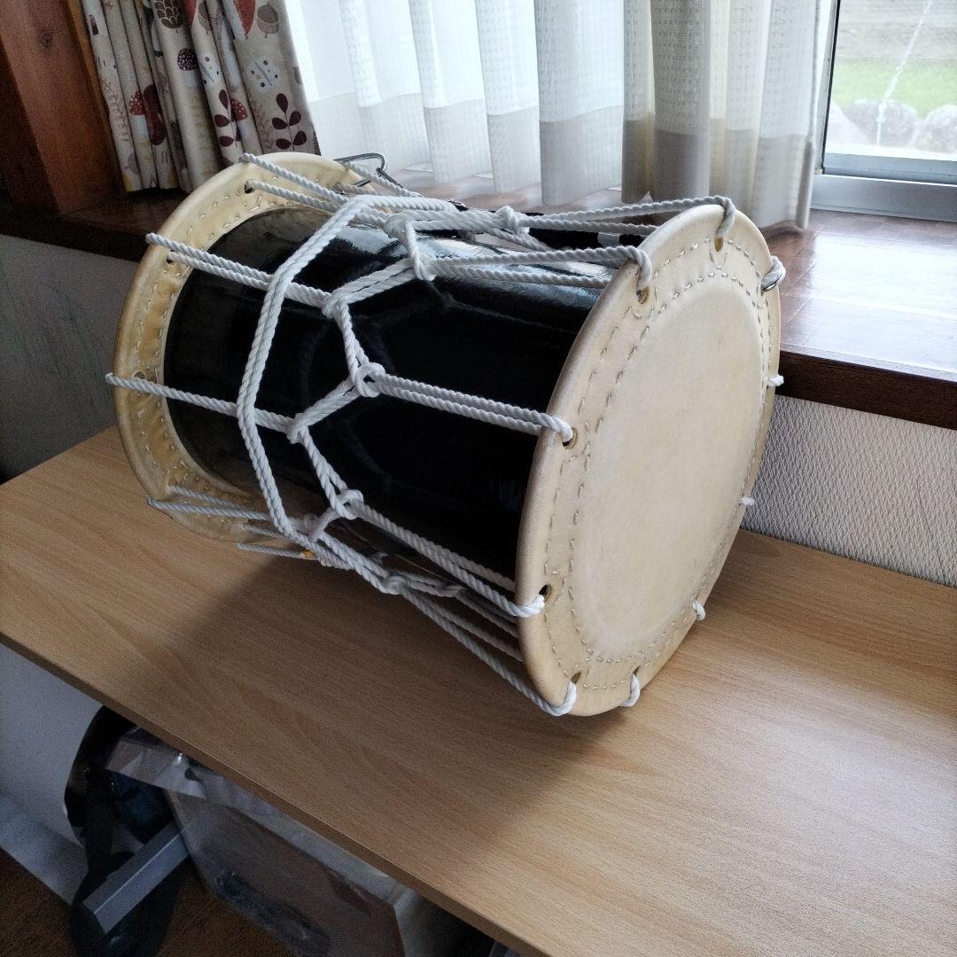 担ぎ太鼓 1.2尺締太鼓　和太鼓 天然皮革　ストラップ付き中古品⑤