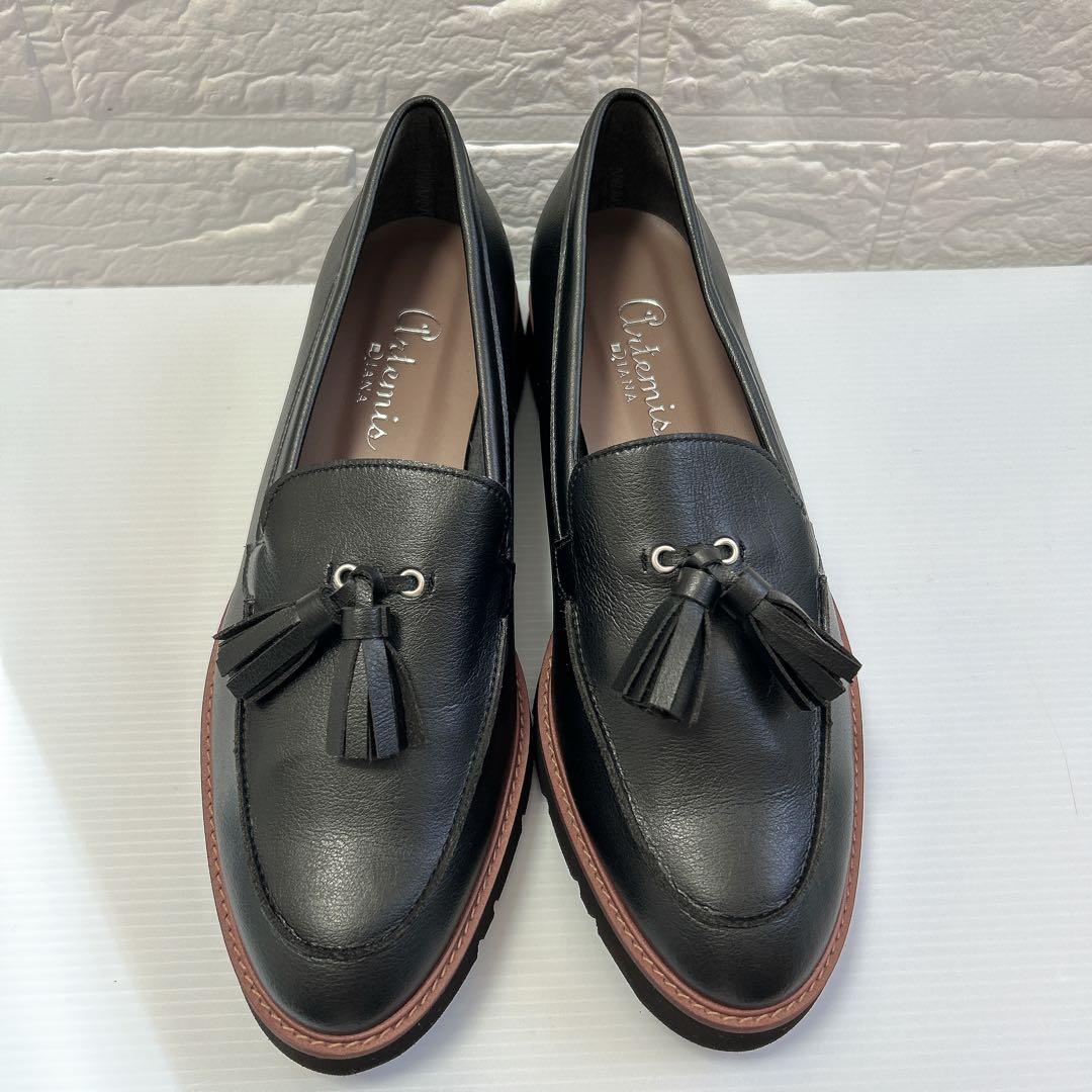 【未使用級✨】超軽量DIANA 黒タッセルローファー25㎝
