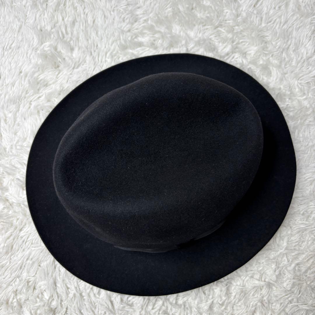 【美品】ボルサリーノ 中折れハット ラビット フェルト 黒 60サイズ