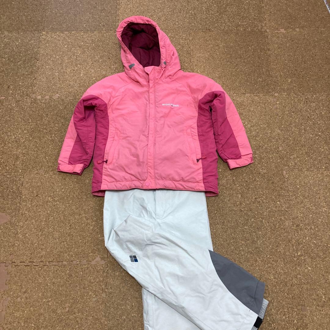 【美品】モンベルmont-bellスキーウェア 上下 セット スノボ120キッズ
