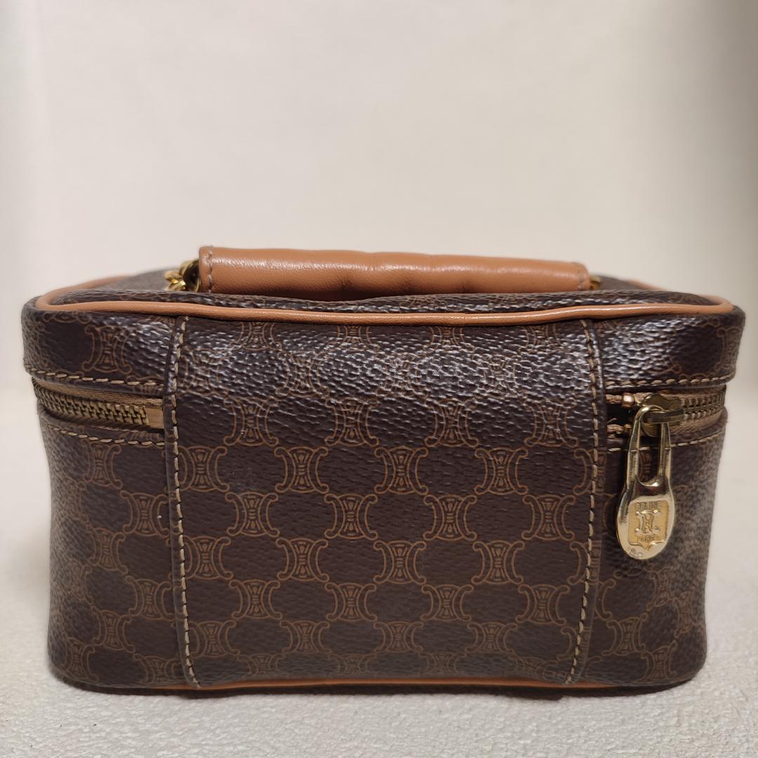 80-4 セリーヌ CELINE マカダム柄 バニティ バッグ PVC レザー