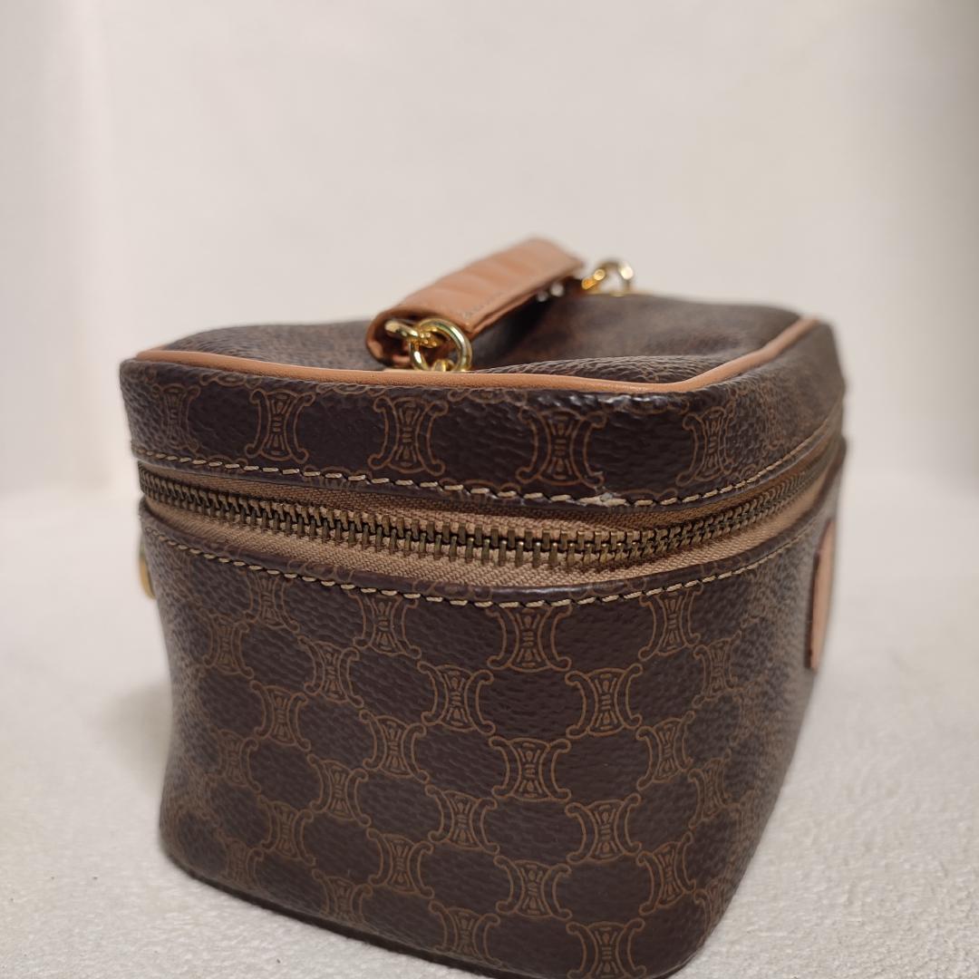 80-4 セリーヌ CELINE マカダム柄 バニティ バッグ PVC レザー