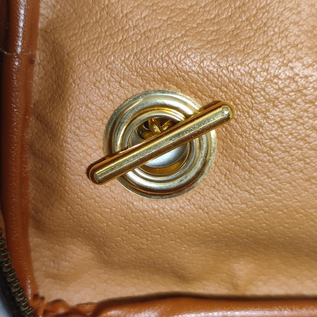 80-4 セリーヌ CELINE マカダム柄 バニティ バッグ PVC レザー