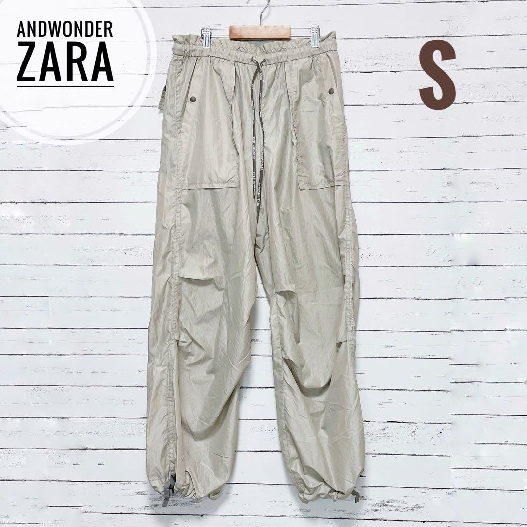 1498【アンドワンダー×ザラ】撥水パンツ ナイロンパンツ ウエストゴム S