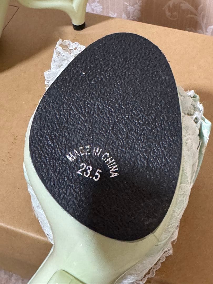 夢展望 Deary ミントグリーン　ハートヒール ミュールサンダル