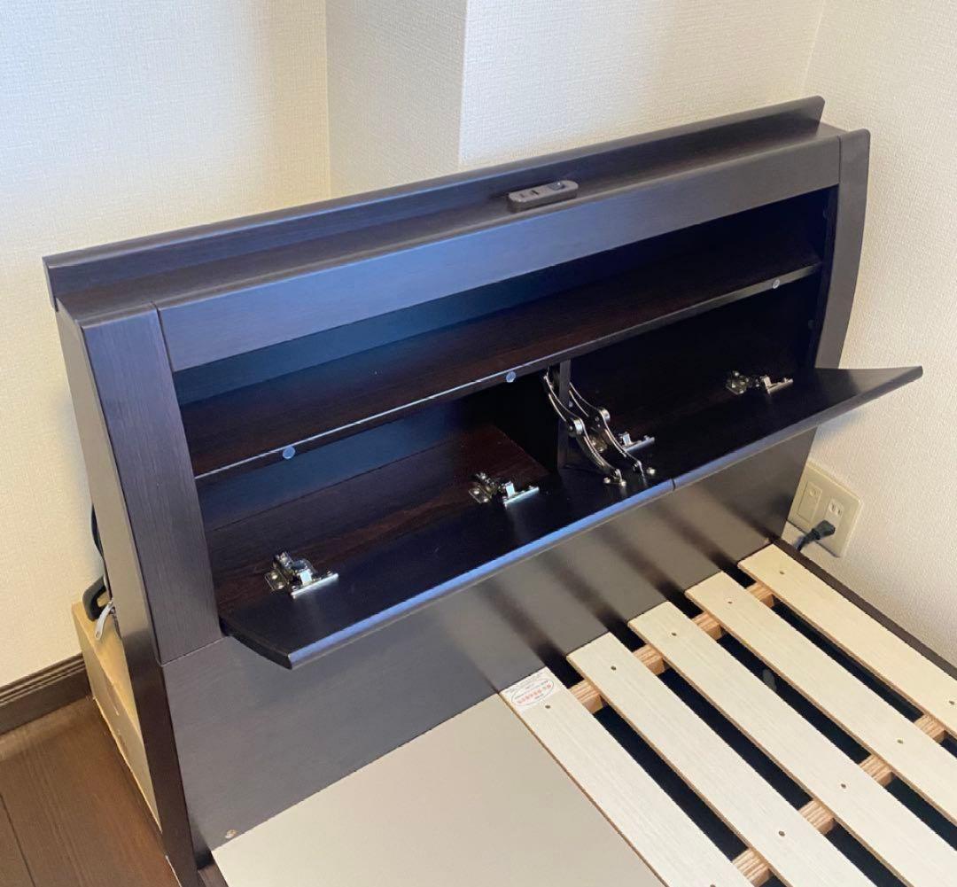 [東京江東区引取]ニトリ　ダークブラウン シングルベッドフレーム 引き出し付き