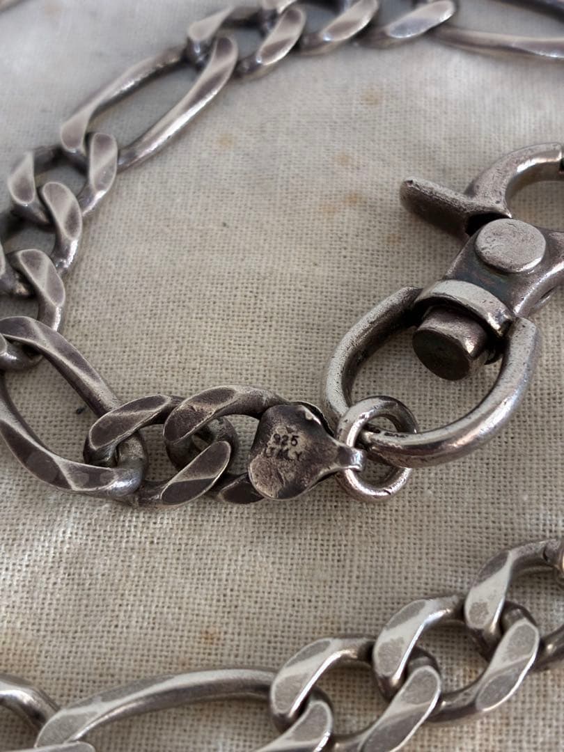 ［ヴィンテージ］イタリア製 シルバー925 ウォレットチェーン フィガロチェーン