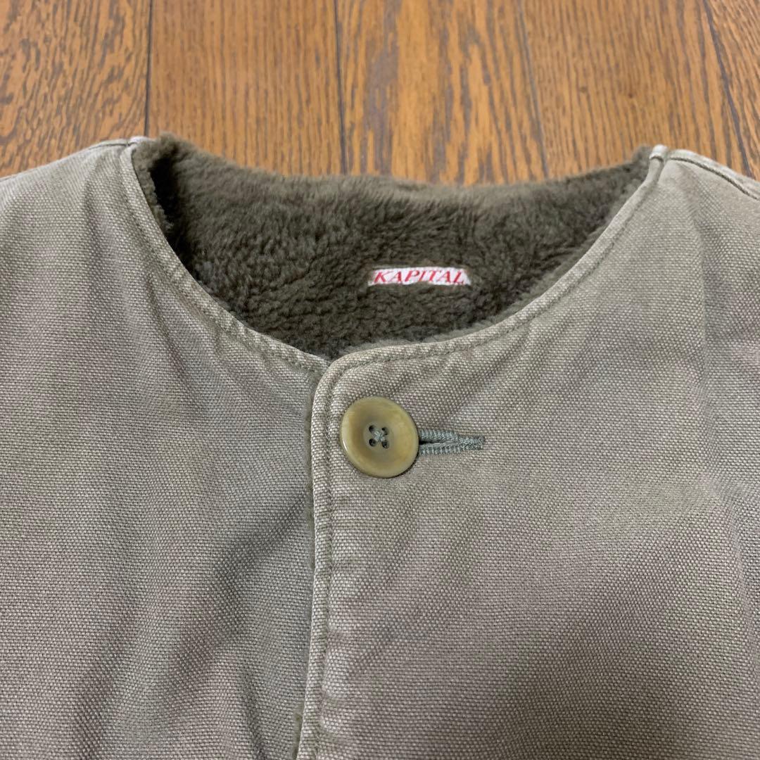 KAPITAL ベスト ボアベスト ミリタリーベスト　カーキ　サイズ2(M)