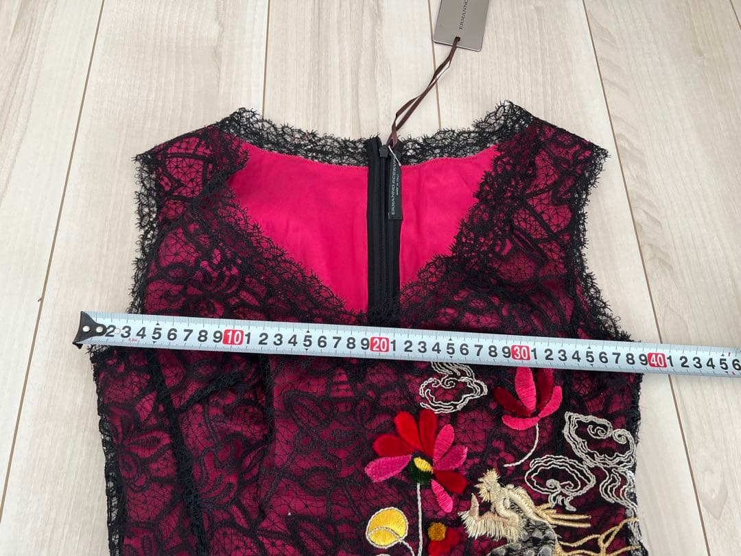 刺繍 レース ノースリーブドレス