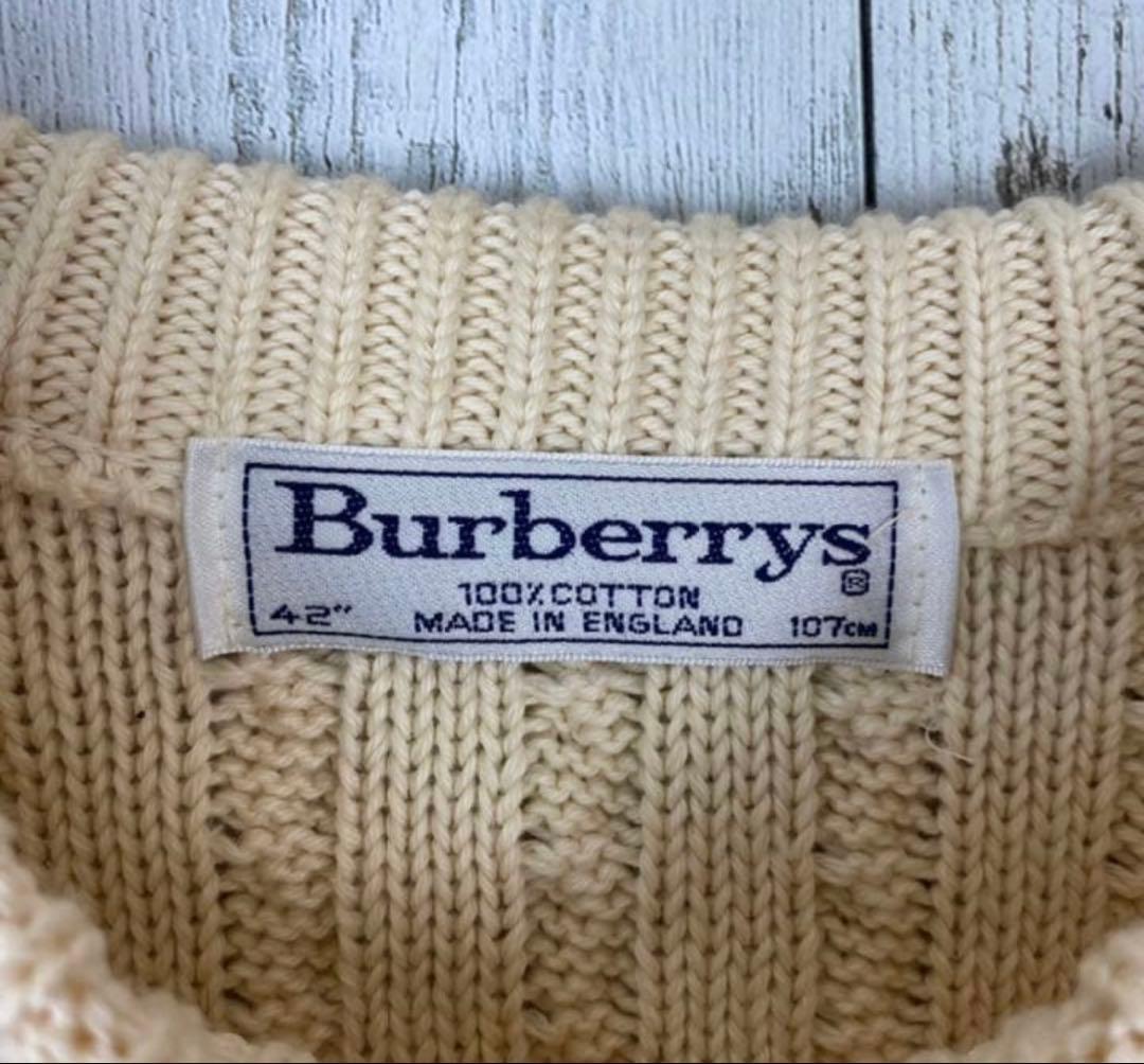 超激レア　Burberry's コットンニット　イギリス製　編み込み　刺繍ロゴ