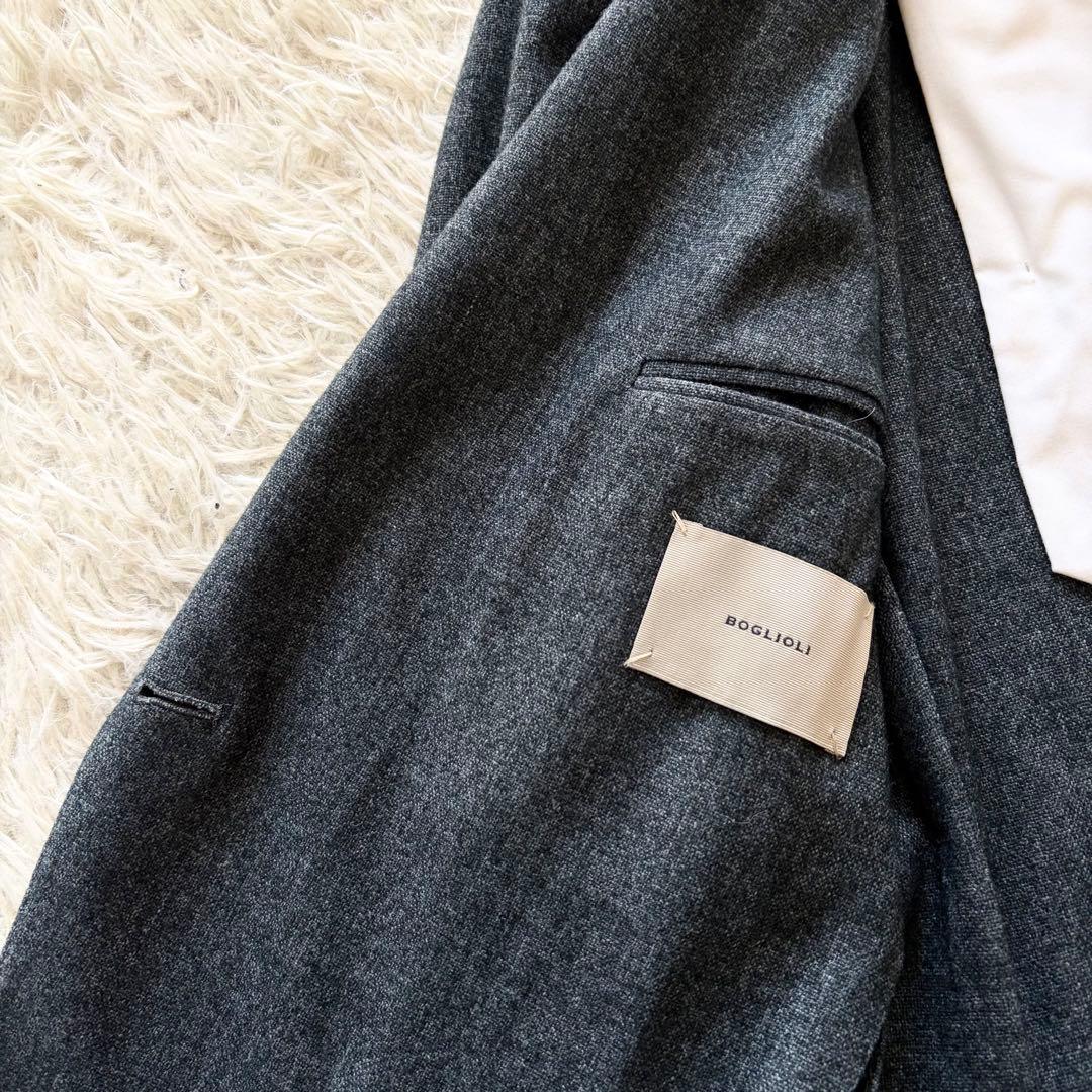 <美品>BOGLIOLI DOVERカシミヤ ダークグレー ダブルジャケット44