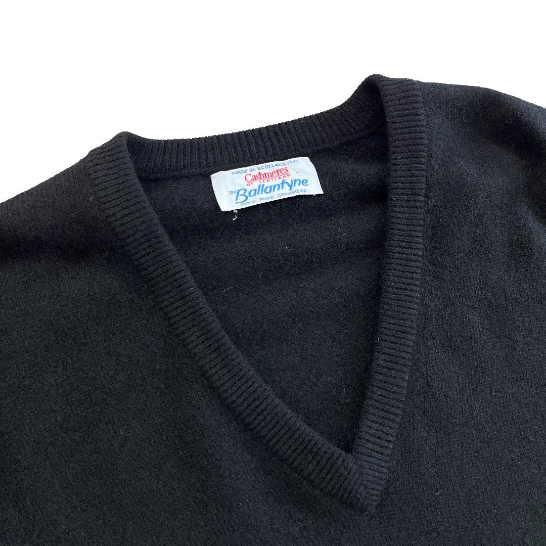 【Vintage】BALLANTYNE Vネックセーター 黒 ブラック カシミア