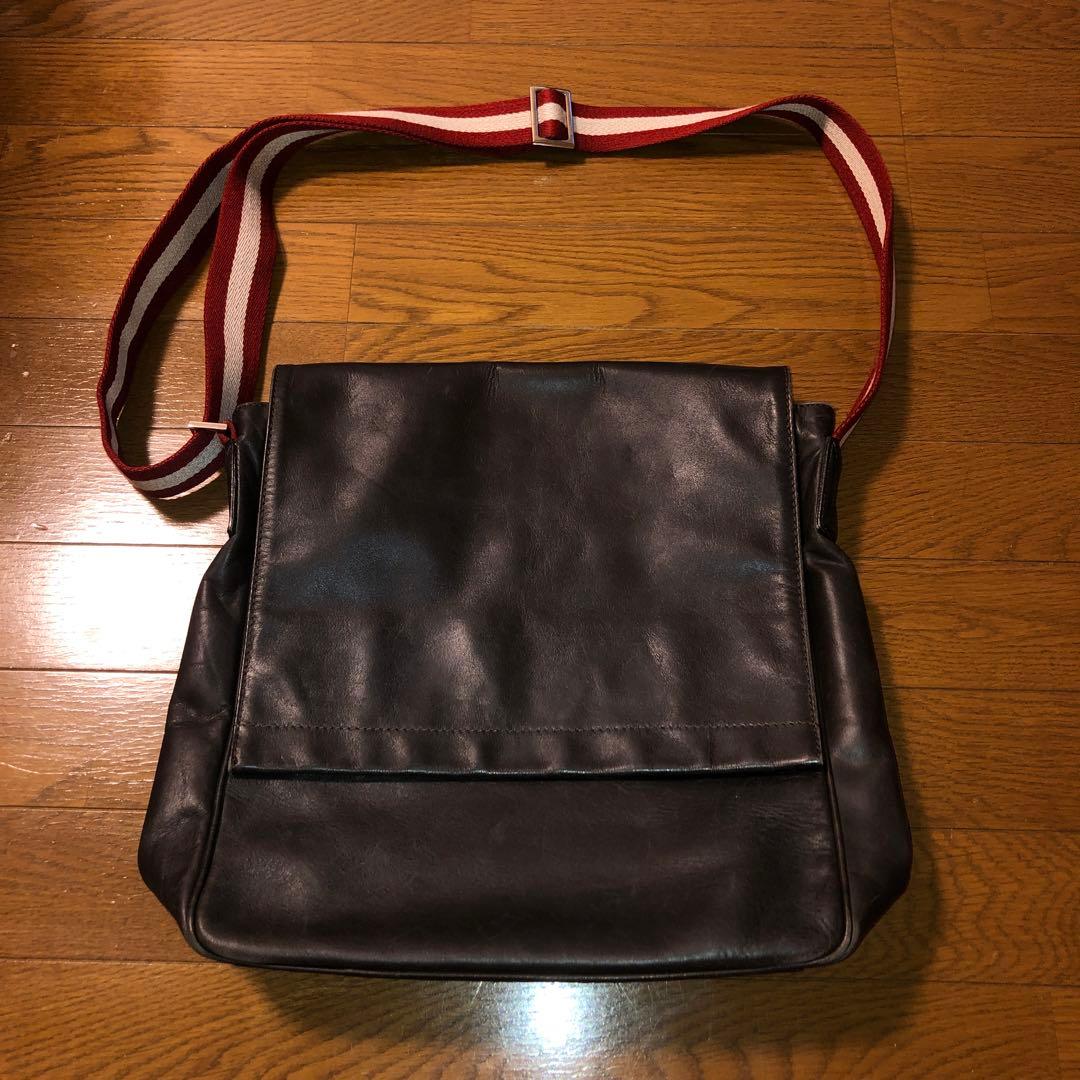 ◎ BALLY ダークブラウン レザー ショルダーバッグ