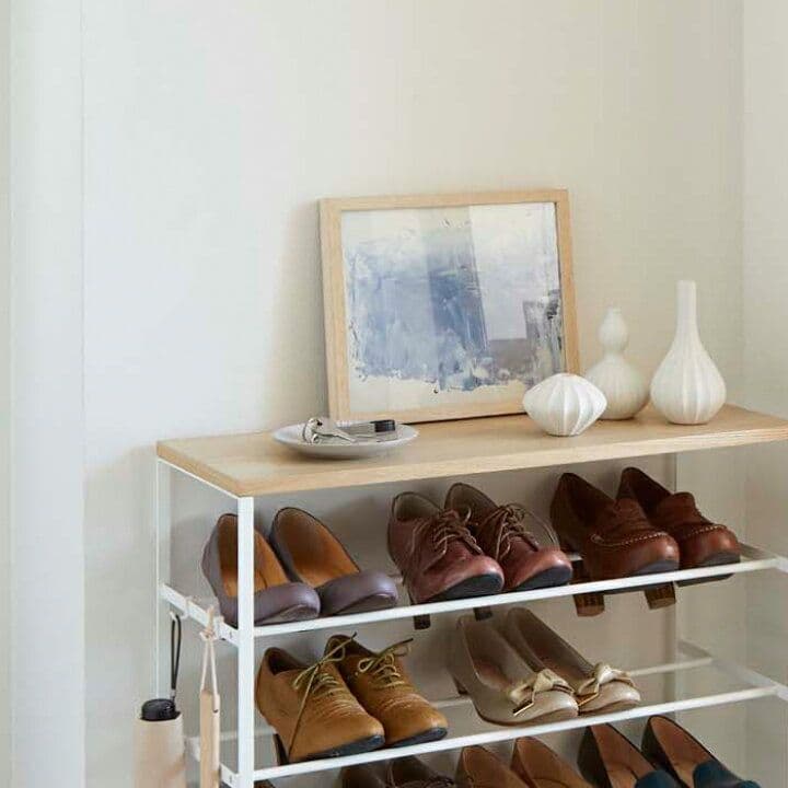 シューズラック スリム 省スペース おしゃれ tower 下駄箱 ウッド 天板