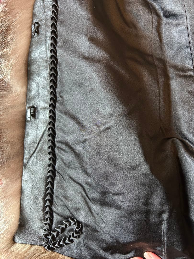 フォックス毛皮 コート サイズ11 ヒップ丈 裏地破れあり