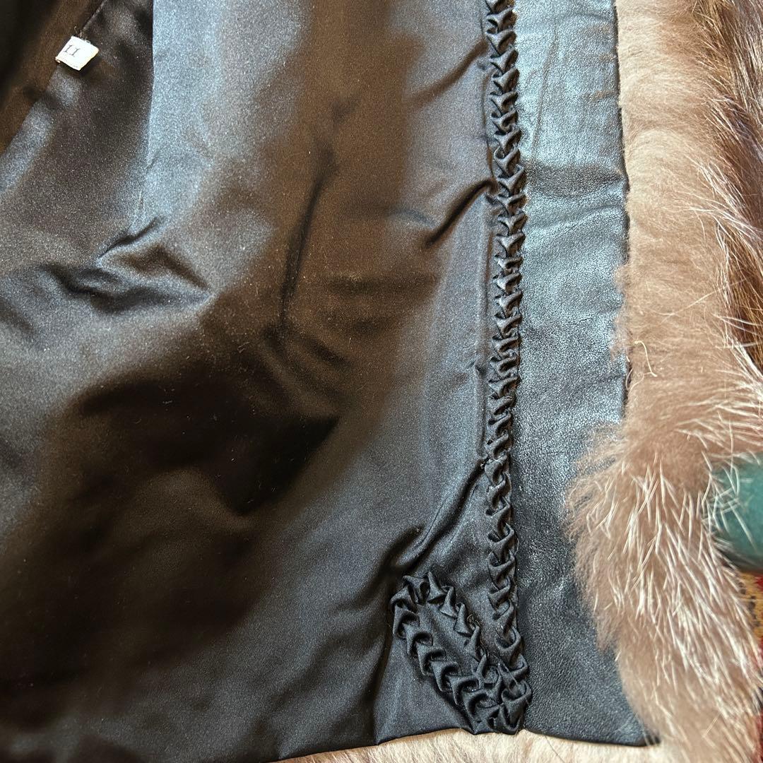 フォックス毛皮 コート サイズ11 ヒップ丈 裏地破れあり