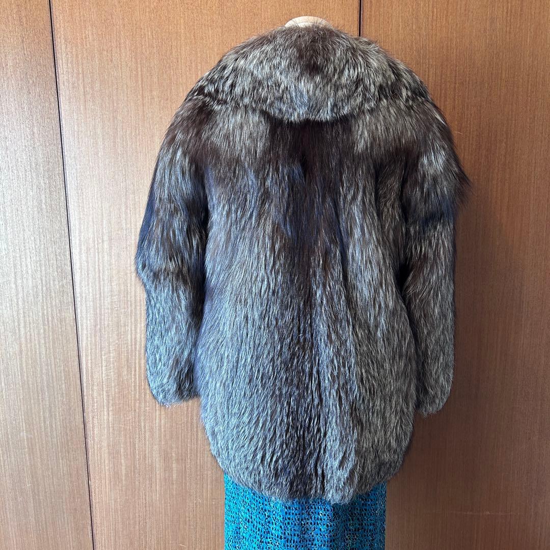 フォックス毛皮 コート サイズ11 ヒップ丈 裏地破れあり