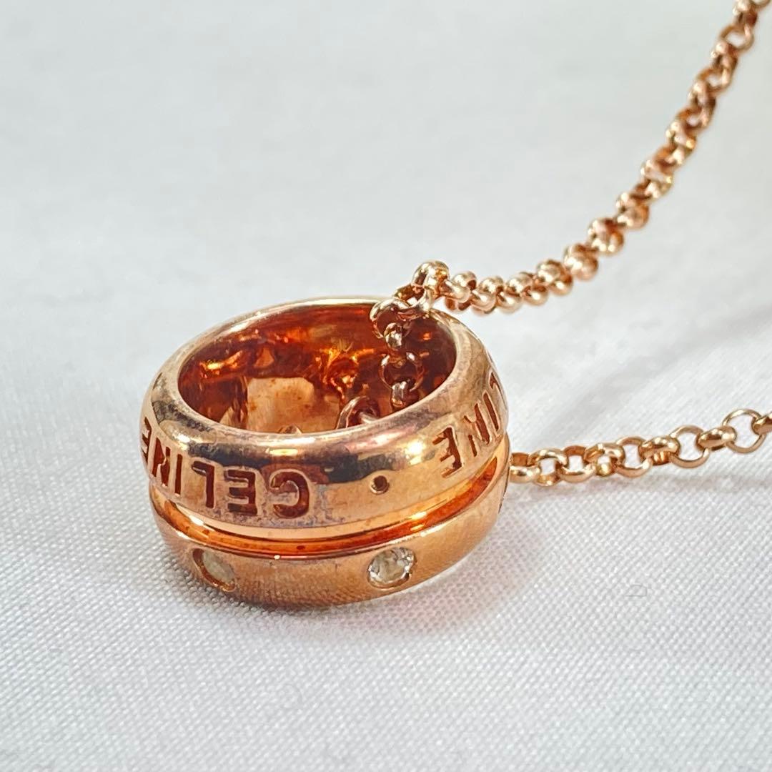 【美品】CELINEセリーヌ　ネックレス　ピンクゴールド　トリンオフ　SV925