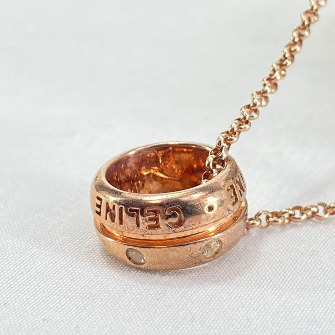 【美品】CELINEセリーヌ　ネックレス　ピンクゴールド　トリンオフ　SV925