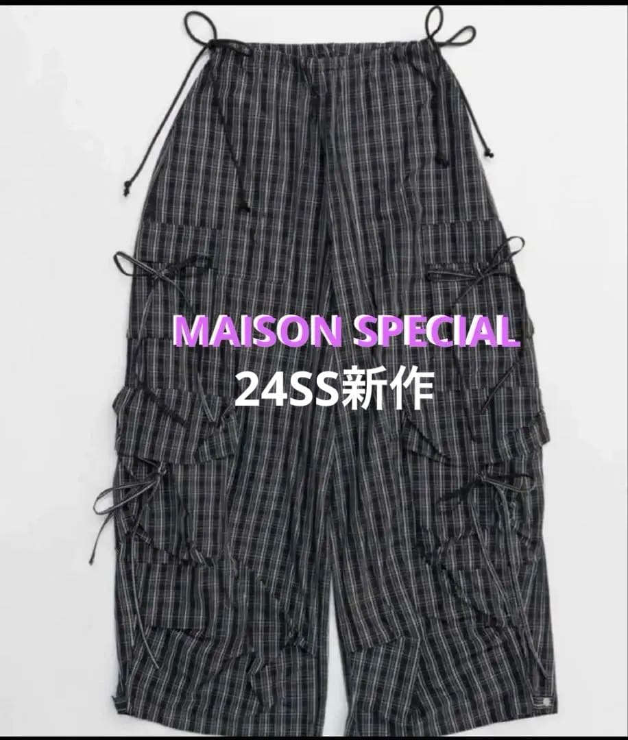 メゾンスペシャル Ribbon Design Cargo Pants チェック