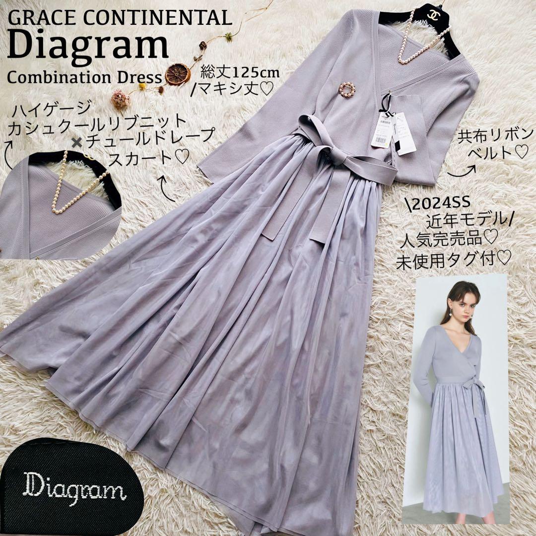 グレースコンチネンタル●未使用タグ付●24SS チュール×ニットドッキングドレス