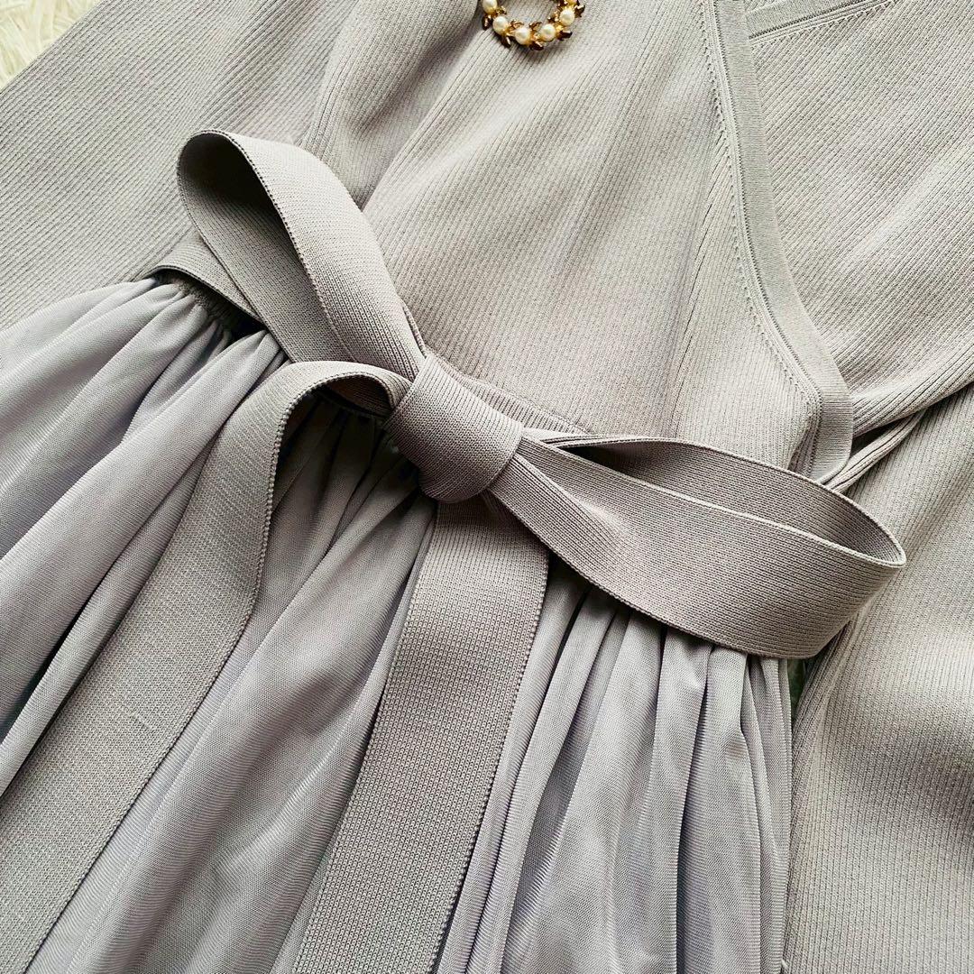 グレースコンチネンタル●未使用タグ付●24SS チュール×ニットドッキングドレス