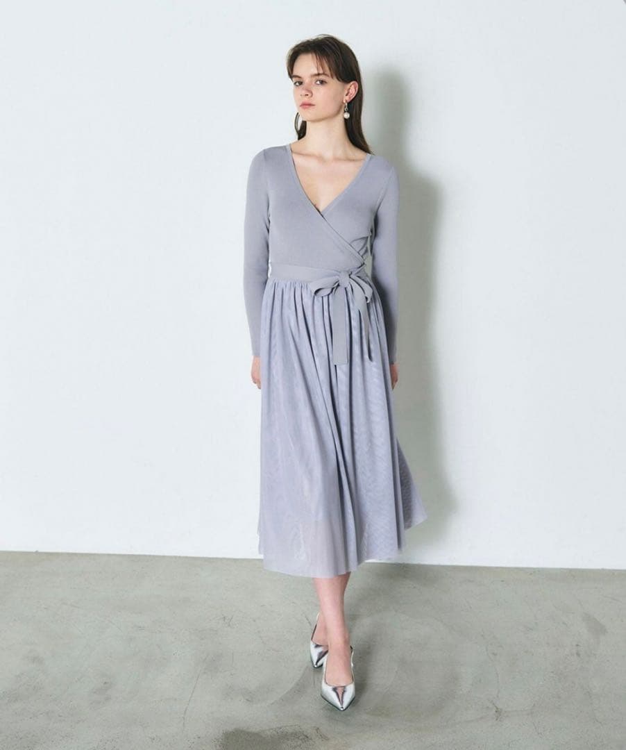 グレースコンチネンタル●未使用タグ付●24SS チュール×ニットドッキングドレス