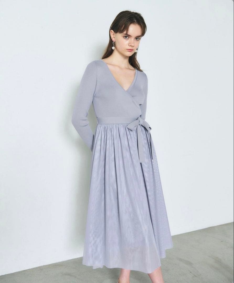 グレースコンチネンタル●未使用タグ付●24SS チュール×ニットドッキングドレス