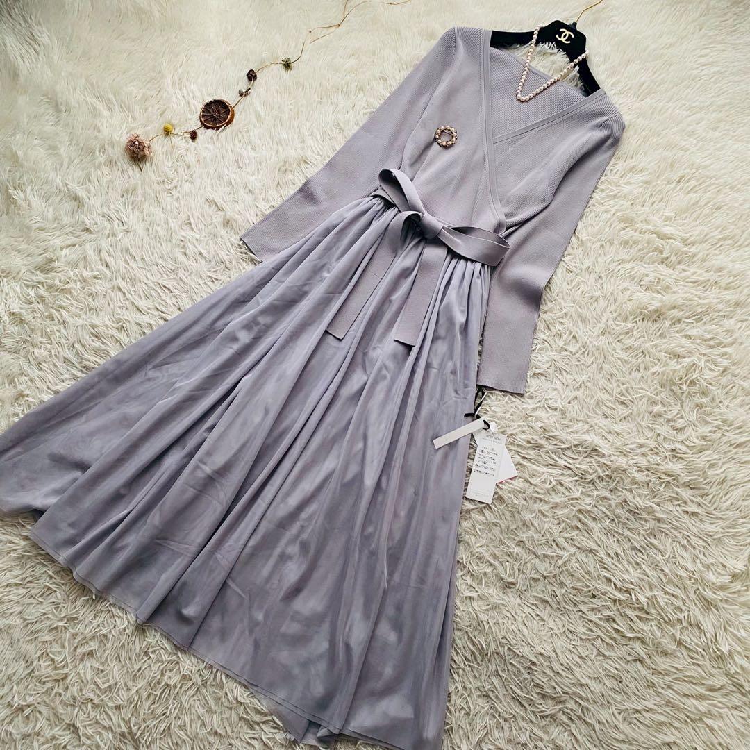 グレースコンチネンタル●未使用タグ付●24SS チュール×ニットドッキングドレス