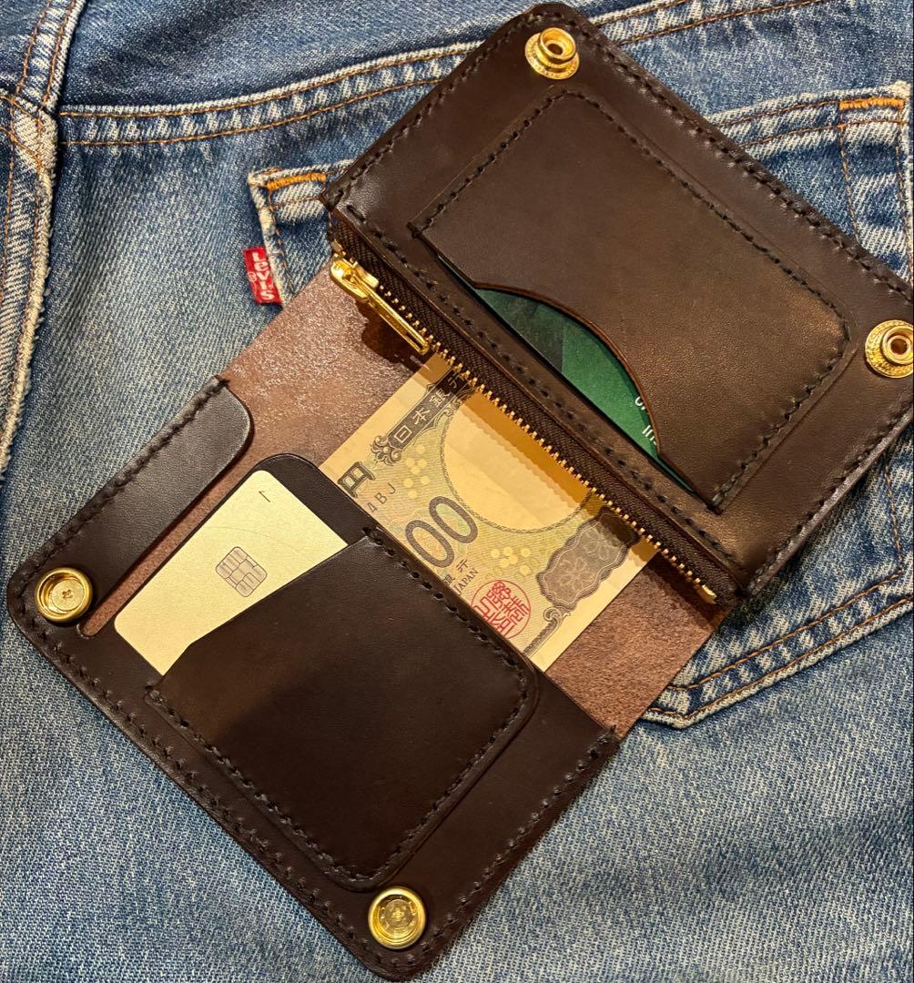 トラッカーウォレット　ミドル　イタリアンレザーブルガロ　アポロコンチョ※即納品