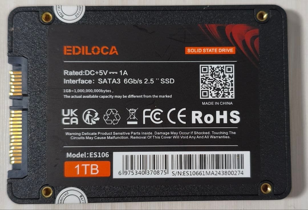 内蔵型SSD SATA SSD EDILOCA ES106 1TB