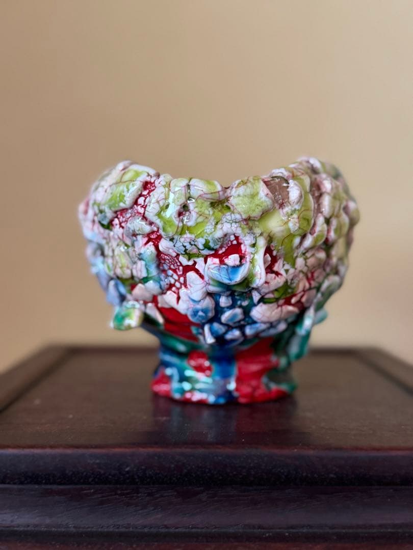 氏家昴大　織部漆赤塗片口　現代アート