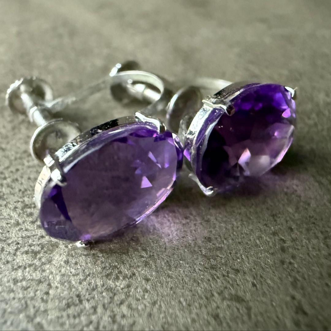アメジスト ネックレス & WGK14 14金イヤリング セット シルバー