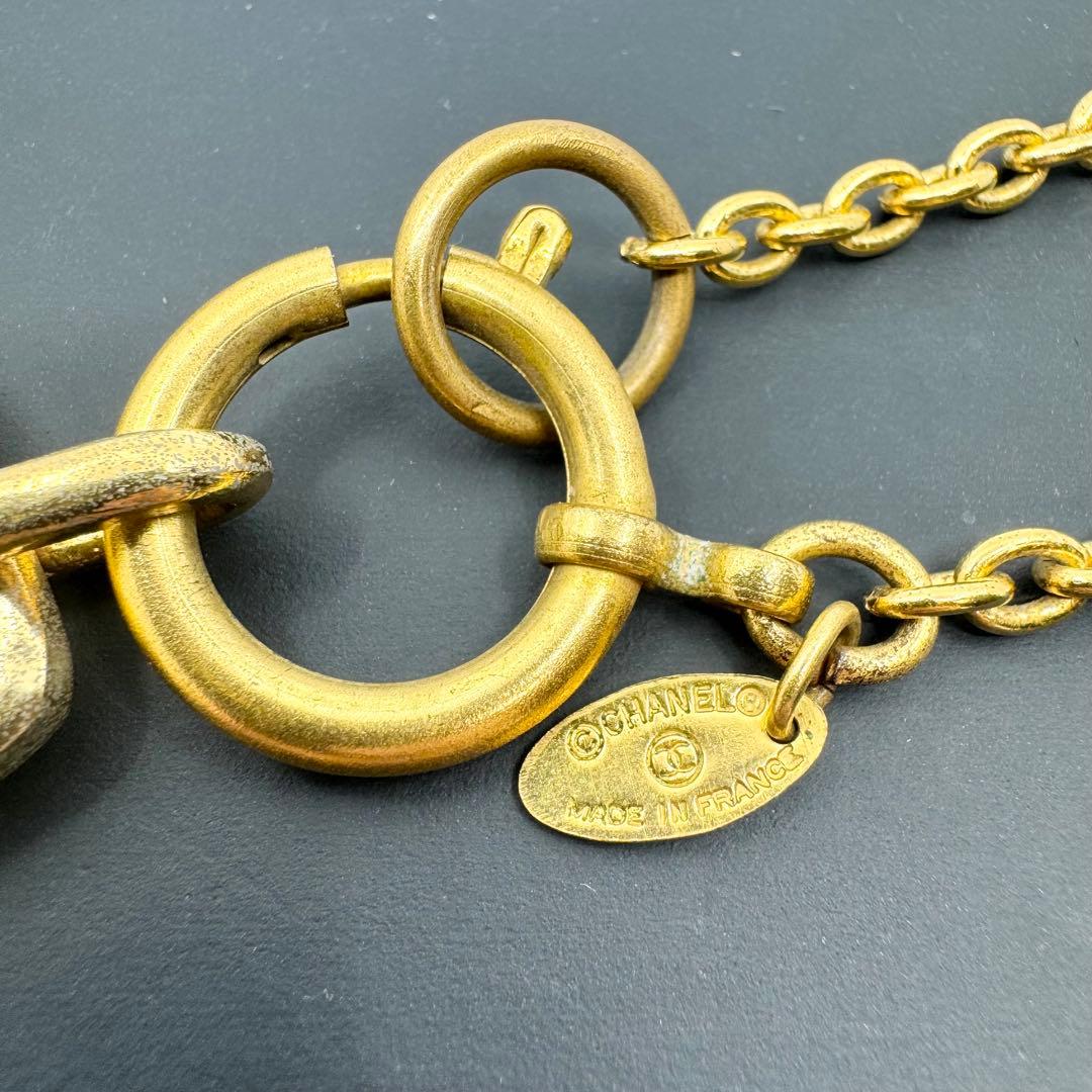 【美品】シャネル ネックレス カンボン プレート ヴィンテージ ゴールド