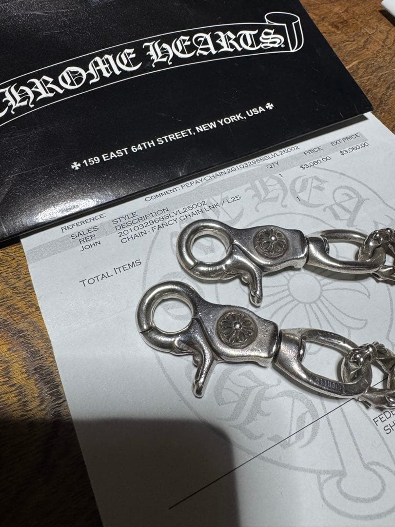 クロムハーツ　インボイス有　ファンシーウォレットチェーン ショート 2クリップ